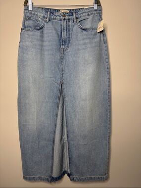We The Free Nothing Better Maxi Denim Skirt with Front Slit Boho Western Size 31